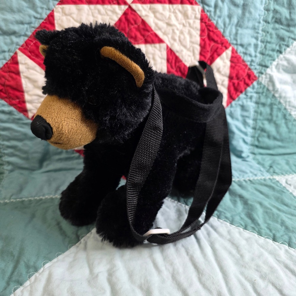 Unipak Black Bear Plush Purse Shoulder Bag with Adjustable Strap Kids Novelty